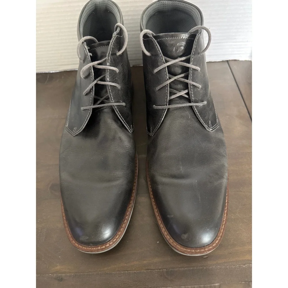 ECCO Men 630354 Grey Leather Chukka Boots Ankle Lace Up Shoes Size 44 US 10-10.5